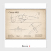 Cirrus SR22 – 飛行機の設計図スケッチ計画SD シール (シート)