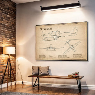 Cirrus SR22 – 飛行機の設計図スケッチ計画SD ポスター