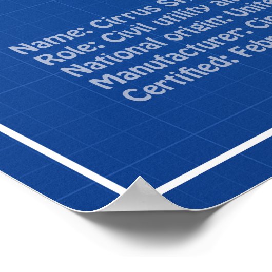 Cirrus SR22T – 飛行機の設計図スケッチ計画AD ポスター (角)