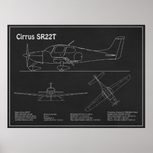 Cirrus SR22T – 飛行機の設計図スケッチ計画PD ポスター