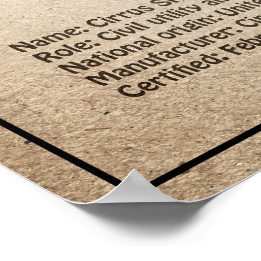 Cirrus SR22T – 飛行機の設計図スケッチ計画SD ポスター (角)