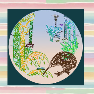 CIrtuarキウイニカウパームツリーフォレスト メタルプリント