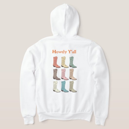 CISVオースティンカウボーイブーツジッパーメンズフード付きスウェットシャツ パーカ (レイダウン裏面)