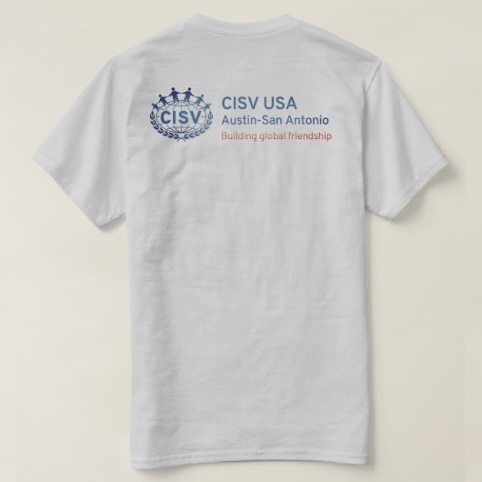 CISVオースティンハウディカウボーイメンズ Tシャツ (デザイン裏面)