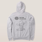 CISV Austinメンズジッパーフード付きスウェットシャツとATXこうもりモチーフ パーカ (レイダウン裏面)