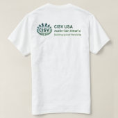 CISV Austin 「私はCISVがとても大好き」 メンズ Tシャツ (デザイン裏面)