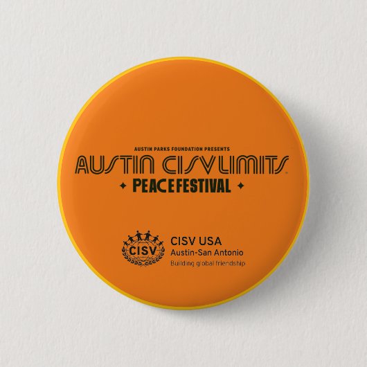 CISV Austin "CISV Limit Peaceフェスティバル" 缶バッジ (正面)