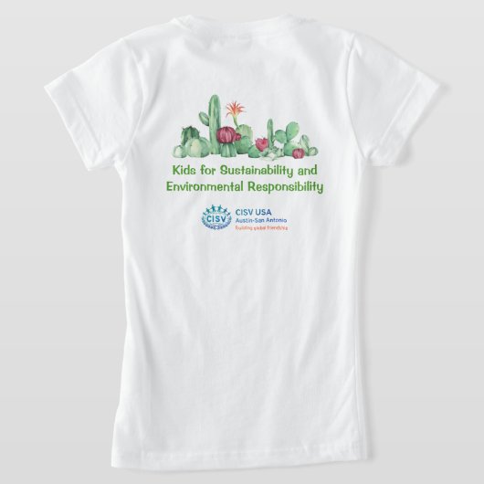CISV Austin Environment and Sustainability Girl's Tシャツ (レイダウン裏面)