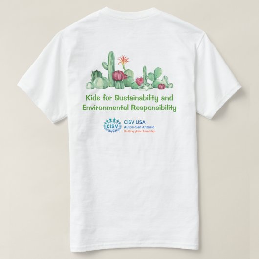 CISV Austin Environment & Sustainability Men's Tシャツ (デザイン裏面)