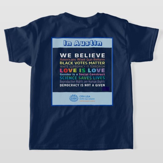 CISV Austin for Peace Girl's Tシャツ (レイダウン裏面)