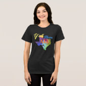 CISV Austin 「Y'all Means All」女性 トライブレンドTシャツ (正面全面)