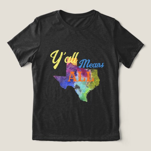 CISV Austin 「Y'all Means All」女性 トライブレンドTシャツ (デザイン正面)