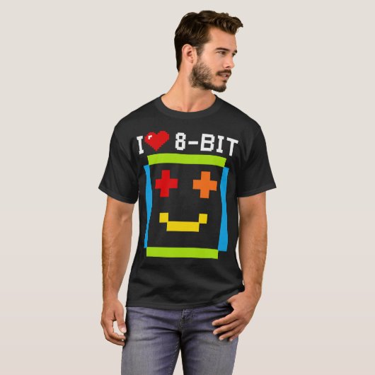 citation i love 8 bit informatique retro game ordi tシャツ (正面フル)