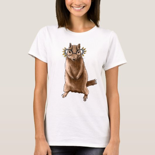 Cite Animal Hippie Glasses Chipmunk自然恋人 Tシャツ (正面)