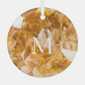 Citrine Birthstone Monogram Personalized Name  ガラスオーナメント (正面)