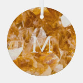 Citrine Birthstone Monogram Personalized Name  ガラスオーナメント (裏面)