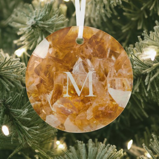 Citrine Birthstone Monogram Personalized Name  ガラスオーナメント (インサイチュ)