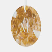 Citrine Birthstone Monogram Personalized Name  ガラスオーナメント (正面左)