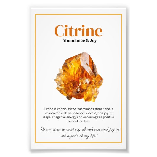 Citrine Crystal Meaning Poster フォトプリント (正面)