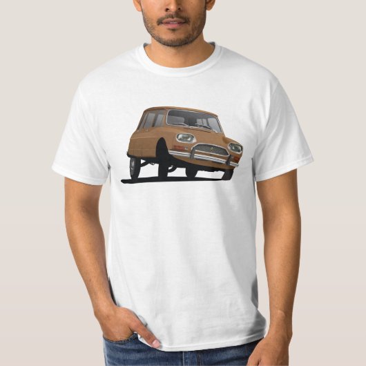 Citroënの友8の右に茶色イラストレーション Tシャツ (正面)