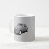 Citroën 2CV -灰色-ロゴ- diyマグ- コーヒーマグカップ (正面左)