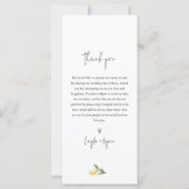 CITRONレモンシトラス結婚のディナーメニュー (裏面)