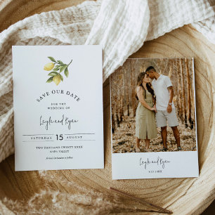 CITRON Lemon日付を保存するフォトカード 招待状