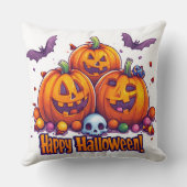 Citrouilles Halloween mignonnes 🎃 et bonbons colo クッション (裏面)