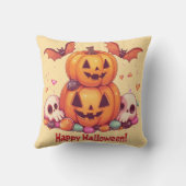 Citrouilles Halloween mignonnes 🎃 et bonbons fun クッション (裏面)