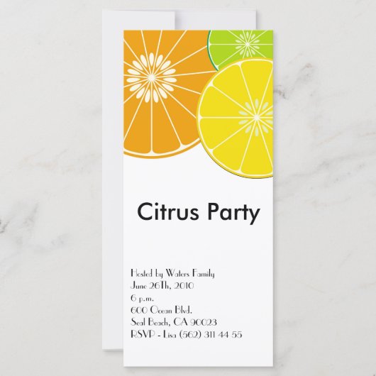 Citrusパーティーラックカードへの招待 (正面)