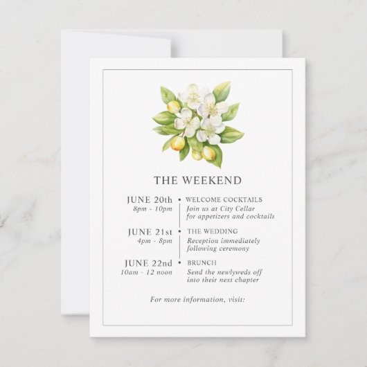 Citrusフローラ結婚のタイムラインエンクロージャカード ノートカード (正面)