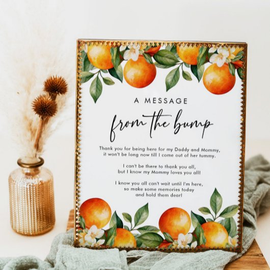 Citrus A Message from the Bump Baby Shower Sign ポスター