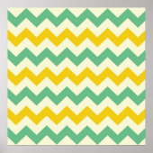Citrus and Lime Chevron Zigzags Yellow Green ポスター (正面)