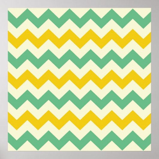 Citrus and Lime Chevron Zigzags Yellow Green ポスター (正面)