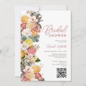  Citrus Botanical Winter QR Floral Bridal Shower 招待状 (正面)
