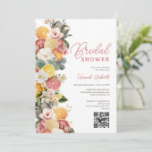  Citrus Botanical Winter QR Floral Bridal Shower 招待状 (スタンド正面)