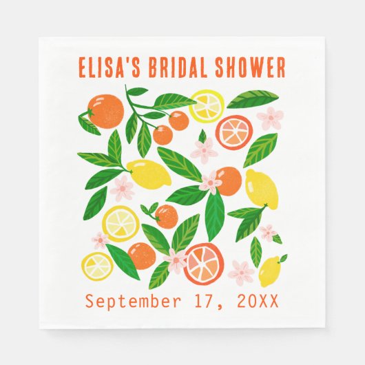 Citrus Celebration Custom Name BRIDAL SHOWER スタンダードランチョンナプキン (正面)