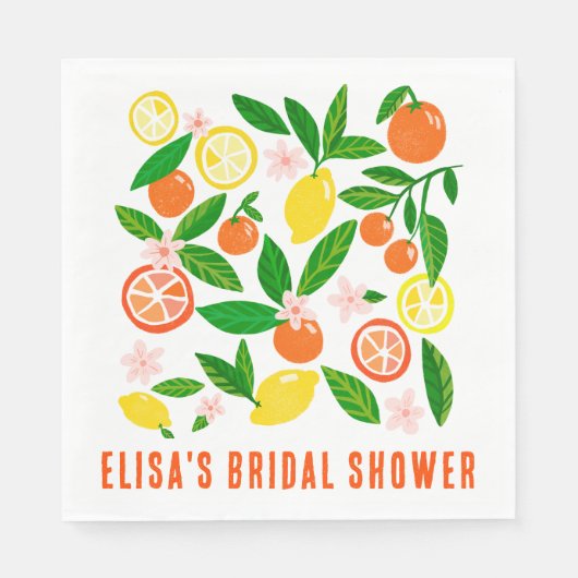 Citrus Celebration Custom Name BRIDAL SHOWER スタンダードランチョンナプキン (正面)