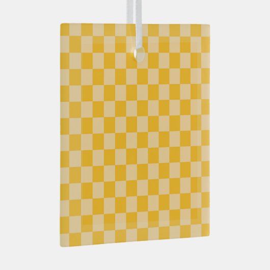 Citrus cream checkered board pattern ガラスオーナメント (正面右)