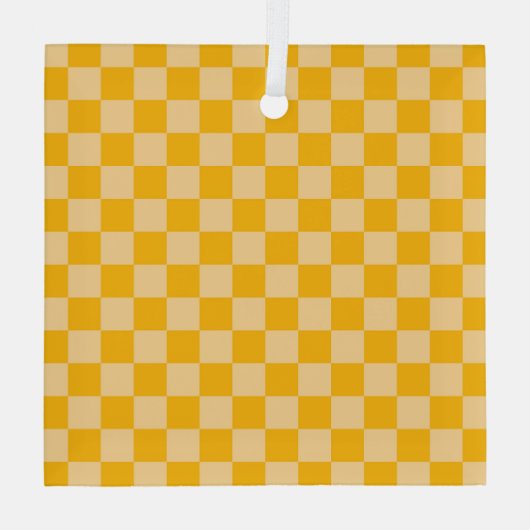 Citrus cream checkered board pattern ガラスオーナメント (裏面)