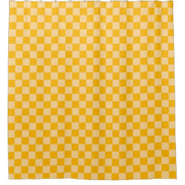 Citrus cream checkered board pattern シャワーカーテン