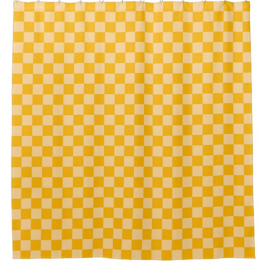 Citrus cream checkered board pattern シャワーカーテン (正面)
