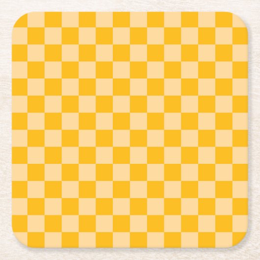 Citrus cream checkered board pattern スクエアペーパーコースター (正面)