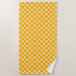 Citrus cream checkered board pattern ビーチタオル