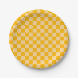 Citrus cream checkered board pattern ペーパープレート