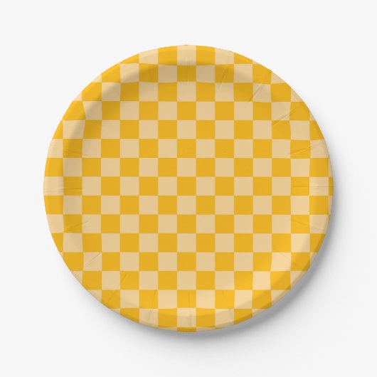 Citrus cream checkered board pattern ペーパープレート (正面)