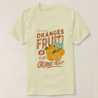 "Citrus Delight" – Organic Orange Retro Tee Tシャツ