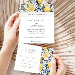 Citrus Elegance結婚ズウィズティア遠くに-RSVP オールインワン招待状