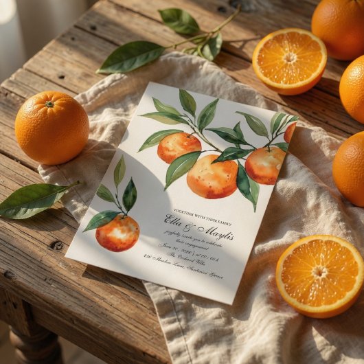 Citrus Engagement | Mediterranean Orange 招待状