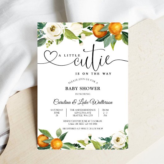 Citrus Floral Baby Shower Invitation 招待状